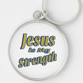 Jesus är min styrka Guld Rund Silverfärgad Nyckelring