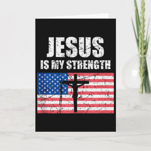 Jesus Är Min Styrka Usa Flagga Kristet Kors Konst Kort