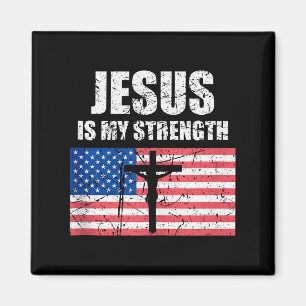 Jesus Är Min Styrka Usa Flagga Kristet Kors Konst  Magnet