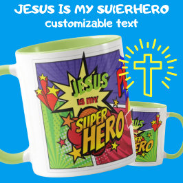 JESUS är min SUPERHERO Personlig TECKNAD HERO Mugg