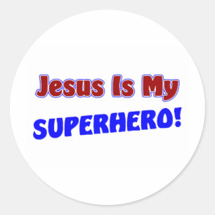 Jesus är min Superhero Runt Klistermärke