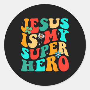 Jesus är min superhjälte Christian Religiösa T-shi Runt Klistermärke