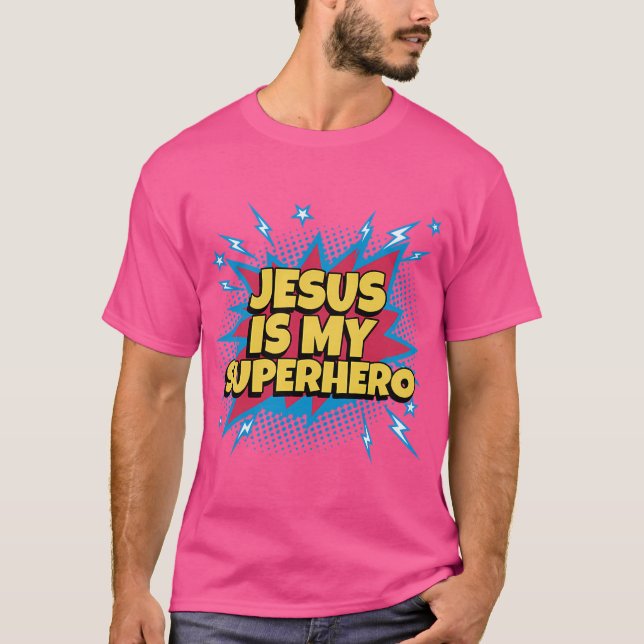 Jesus är min superhjälte - Coola Christian T Shirt (Framsida)