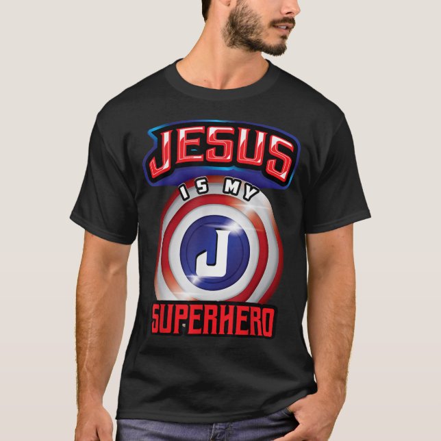Jesus är min superhjälte Cute Powerful Christian G T Shirt (Framsida)