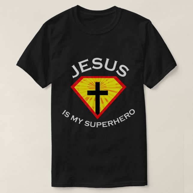 Jesus är min superhjälte Cute Powerful Christian G T Shirt (Design framsida)
