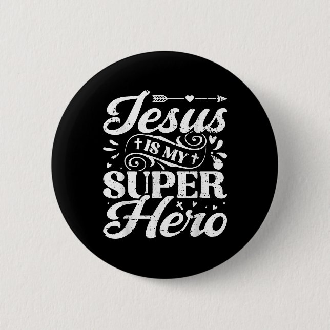 Jesus är min superhjälte - den kristna Religiösan Knapp (Framsida)