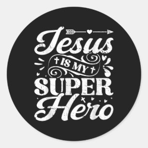 Jesus är min superhjälte - den kristna Religiösan Runt Klistermärke