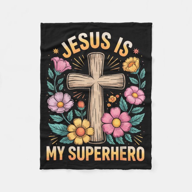 Jesus Är Min Superhjälte Fleecefilt (Framsidan)