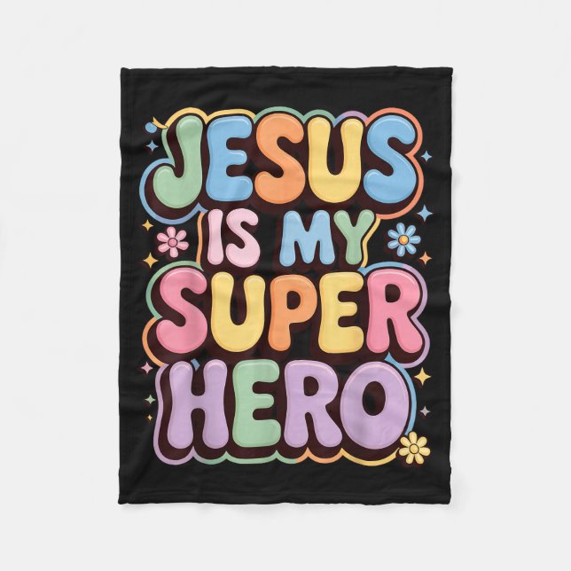 Jesus är min superhjälte  fleecefilt (Framsidan)