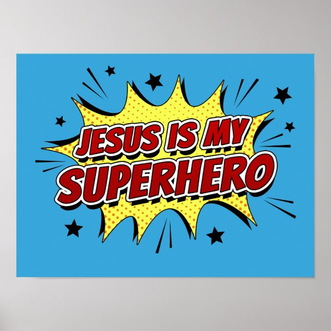 Jesus är min superhjälte Kids & Vuxen Christian Fa Poster (Framsidan)