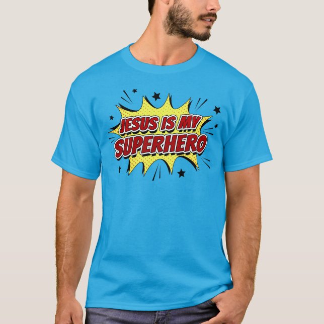 Jesus är min superhjälte Kids & Vuxen Christian Fa T Shirt (Framsida)