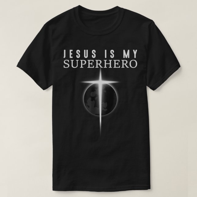 Jesús är min superhjälte Korsdesign T Shirt (Design framsida)
