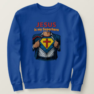 JESUS är min superhjälte - kristen Lång Ärmad Tröja
