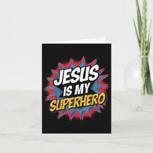 Jesus Är Min Superhjälte Kristna Pojke Gud Son Gå Kort