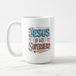 Jesus är min superhjälte, kristna tro kaffemugg