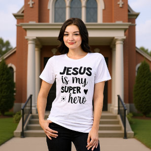 Jesus Är Min Superhjälte Modern Tro T-shirt