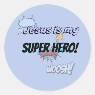 Jesus är min superhjälte! runt klistermärke