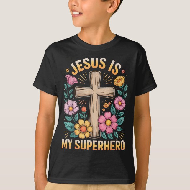 Jesus Är Min Superhjälte T Shirt (Framsida)