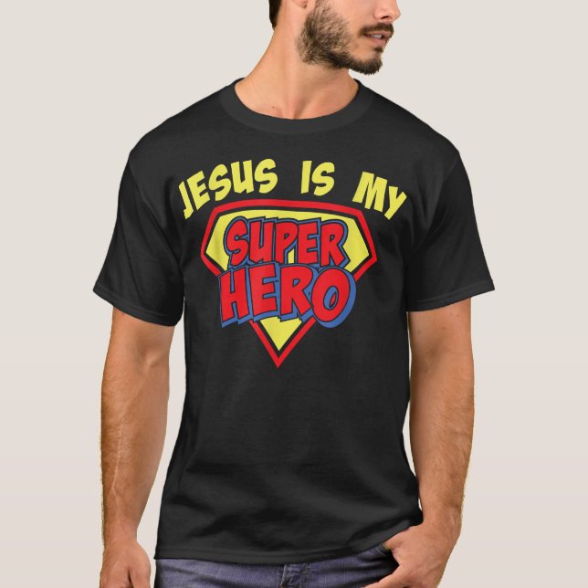 Jesus är min superhjälte, t-shirt inspirationskvin (Framsida)