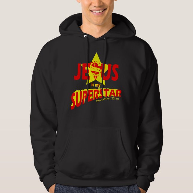 Jesus är min Superstar, bibelvers Hoodie (Framsida)