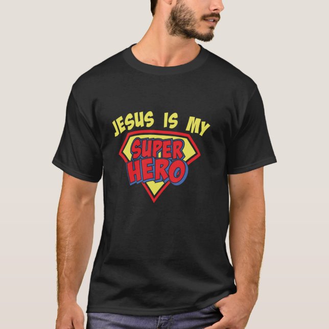 Jesus är min Toppen Hero inspiration T Shirt (Framsida)
