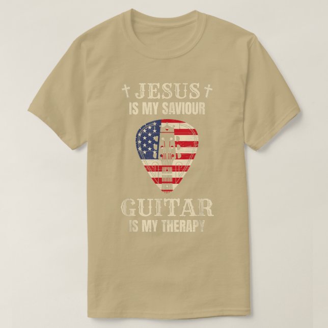 Jesus är min väktare är min terapi för en Guit T Shirt (Design framsida)