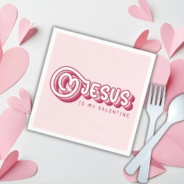 Jesus är min Valentine Christian Red Heart Retro Pappersservett