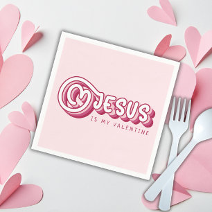 Jesus är min Valentine Christian Red Heart Retro Pappersservett