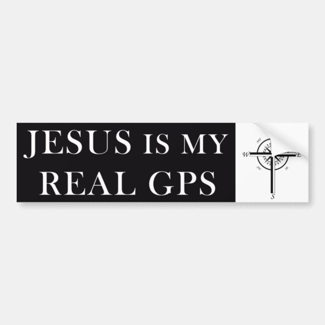 Jesus är min VERKLIGA GPS-bildekal Bildekal (Framsidan)
