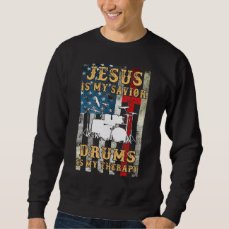 Jesus är mina savior-drummer är min terapeutiska d lång ärmad tröja