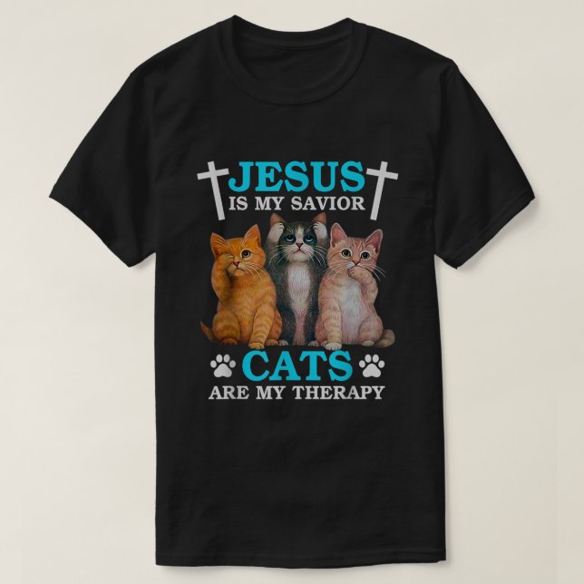 Jesus är mina sjökatter min terapeapiska kristna t shirt (Design framsida)