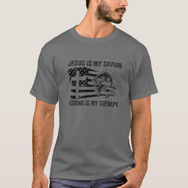 Jesus är mitt sjö-fiske min terapi Amerika T Shirt (Framsida)
