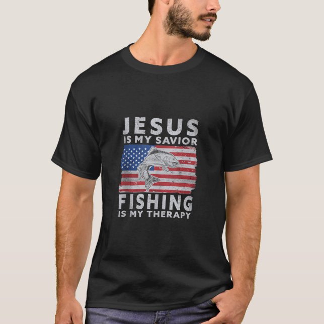 Jesus är mitt sjö- och fiske är min terapifunna US T Shirt (Framsida)
