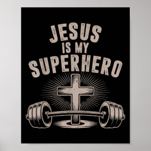 Jesus är mitt superhjälte Barbell Funny Christian  Poster