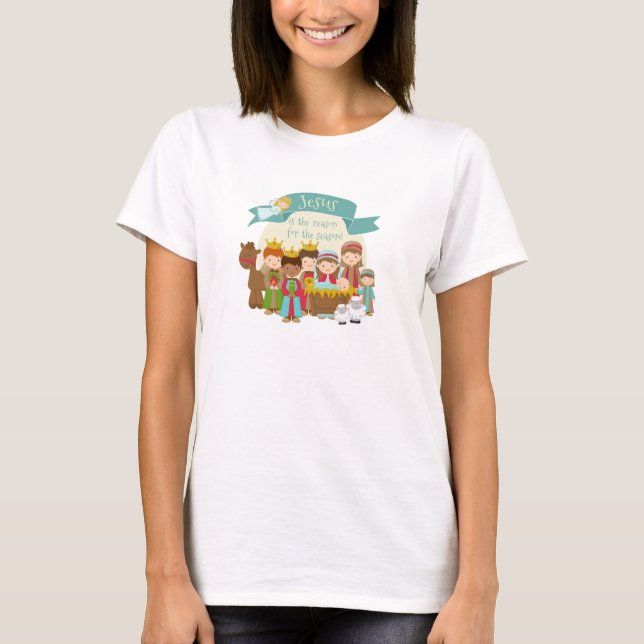 "Jesus är orsaken" Nativitetshjul T-Shirt (Framsida)