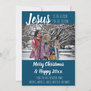 Jesus är orsaken till det kristna julfotkortet meddelande