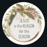 Jesus är orsaken till julhelgen runt klistermärke<br><div class="desc">Jesus är anledningen till säsongsanslaget Julpriset för kristna</div>
