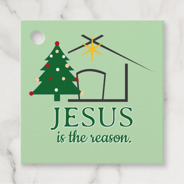 Jesus är orsaken till jullotterna gåvor etiketter (Framsida)