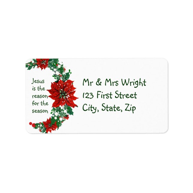 Jesus är orsaken till säsongen Holly Design Adressetikett (Framsidan)