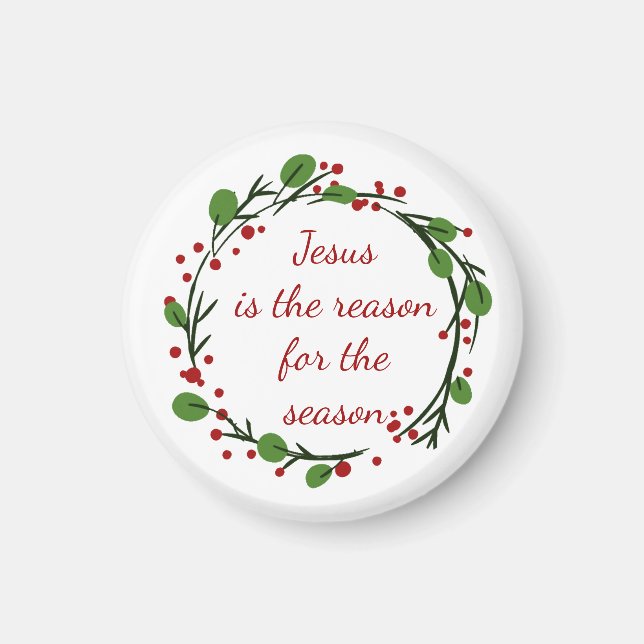 "Jesus är orsaken till säsongen" Holly Design Magnet (Framsidan)