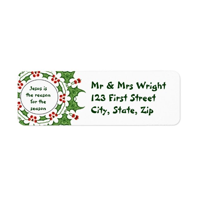 Jesus är orsaken till säsongen Holly Design Returadress Etikett (Framsidan)