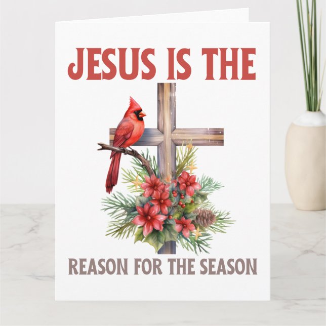 Jesus är orsaken till säsongen. Julafton-kort. Kort (Framsida)