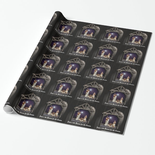 Jesus är orsaken till säsongen. presentpapper (Utrullad)