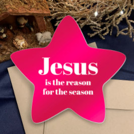 Jesus är orsaken till säsongens röda jul stjärnformat klistermärke