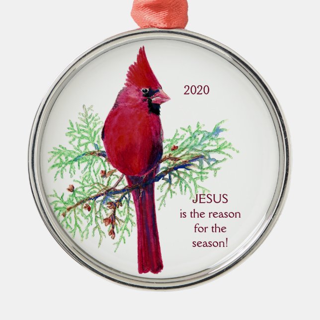 JESUS är orsaken till säsongsberoende kardinal Julgransprydnad Metall (Framsidan)