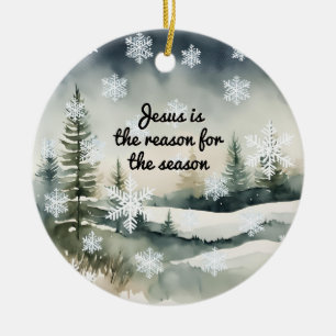 Jesus är orsaken till säsongsscenen julgransprydnad keramik