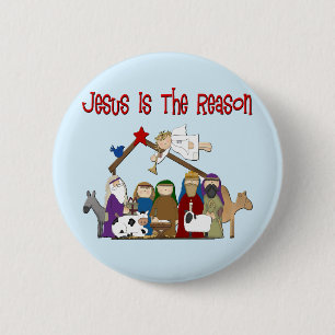 Jesus är Reason Manger Scene Knapp
