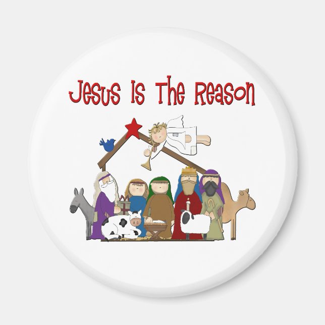 Jesus är Reason Manger Scene Magnet (Framsidan)