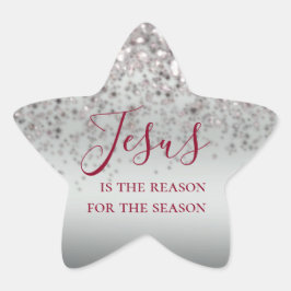 Jesus är Reason Silver Gnistra jul Stjärnformat Klistermärke