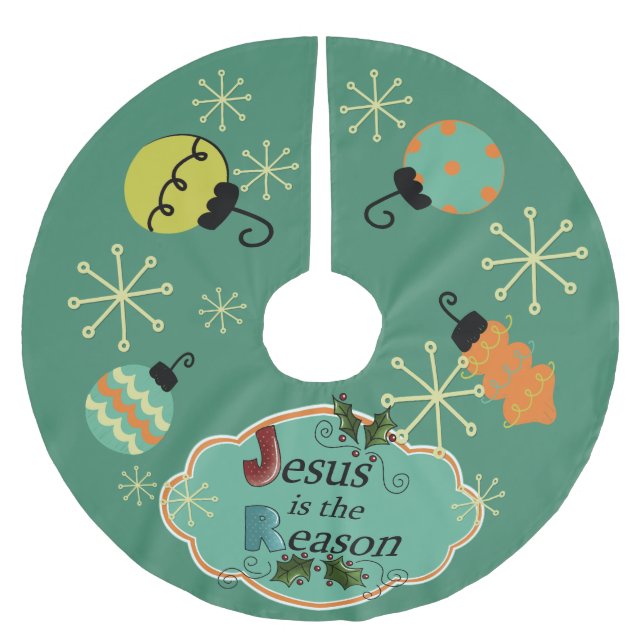 Jesus är resonerajulgrankjolen julgransmatta borstad polyester (Framsidan)